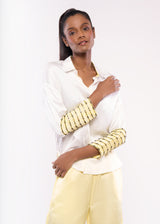 CUFF-ME-YELLOW WHITE BLOCK CO-ORD SET