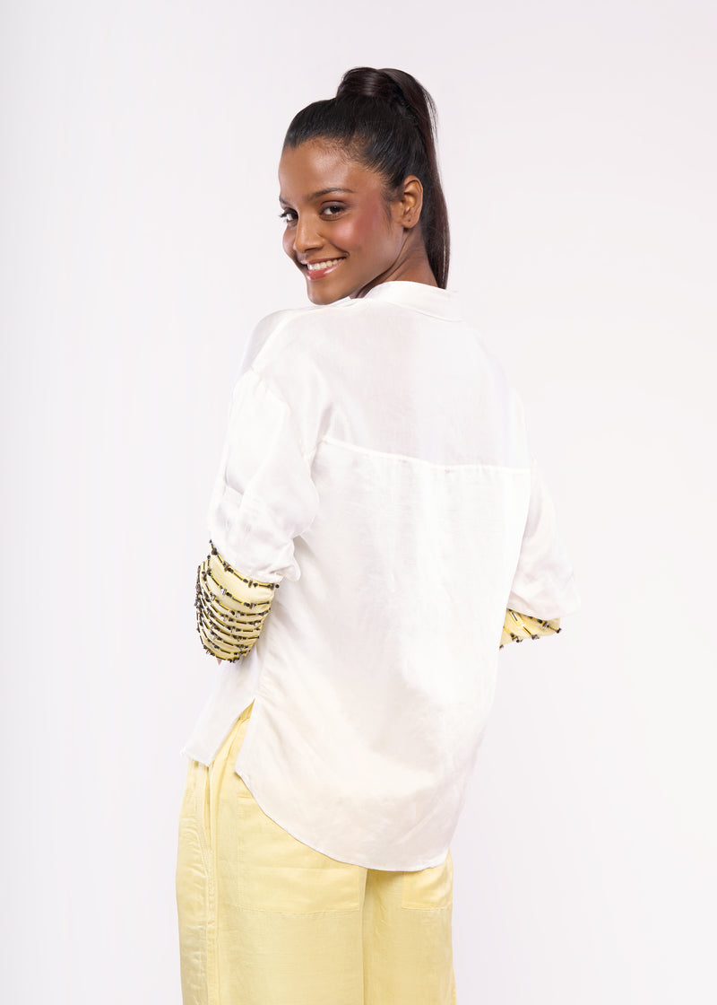 CUFF-ME-YELLOW WHITE BLOCK CO-ORD SET