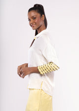 CUFF-ME-YELLOW WHITE BLOCK CO-ORD SET