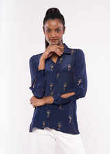 WINE GLASS BLUE SHIRT