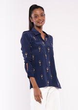 WINE GLASS BLUE SHIRT