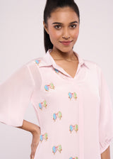 LOVEBIRD BABY PINK SHIRT DRESS