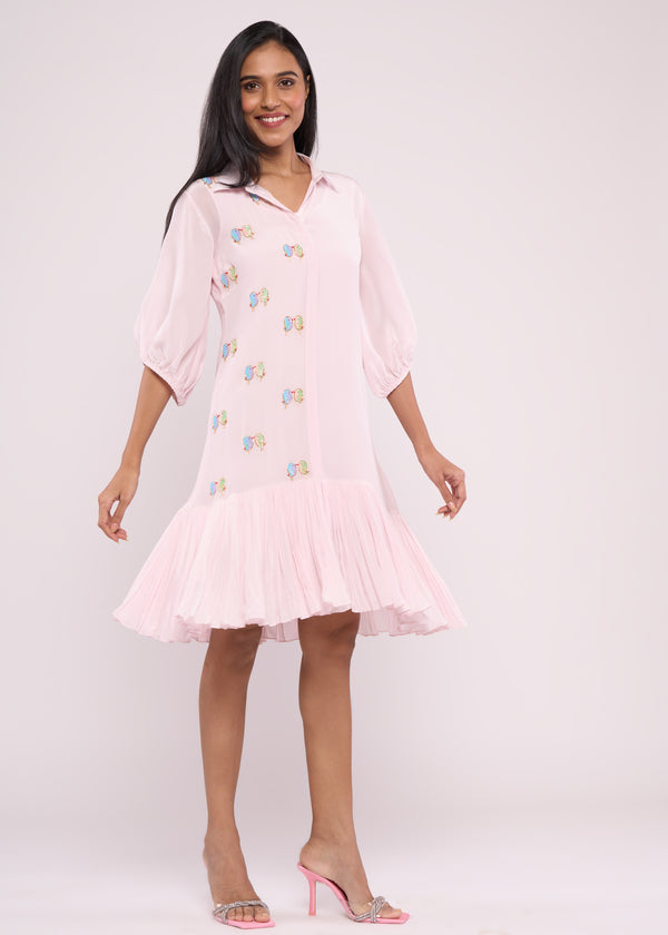 LOVEBIRD BABY PINK SHIRT DRESS