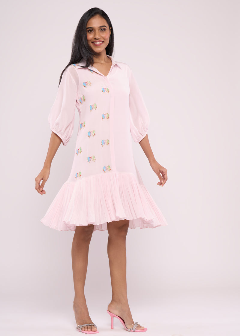 LOVEBIRD BABY PINK SHIRT DRESS