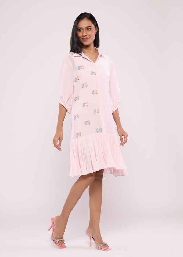 LOVEBIRD BABY PINK SHIRT DRESS
