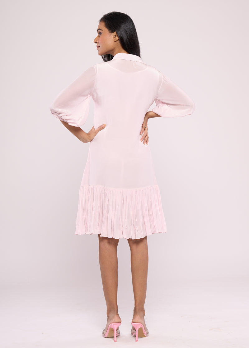 LOVEBIRD BABY PINK SHIRT DRESS
